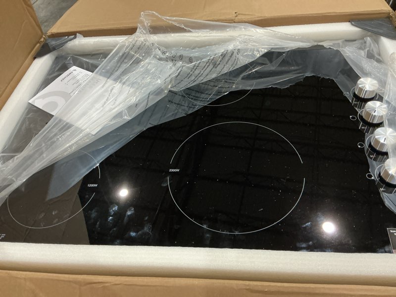 Condition photo showing Good Condition for amzchef 30 inch electric cooktop, built-in with 4 burners max 7000w with 30" glass ceramic cook top,knob control, hot surface indicator,220v - 240v hard wire, no plug