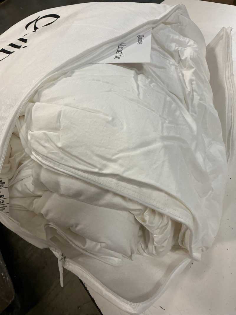Condition photo showing As Is for lightweight premium down alternative comforter, king/cal king, white