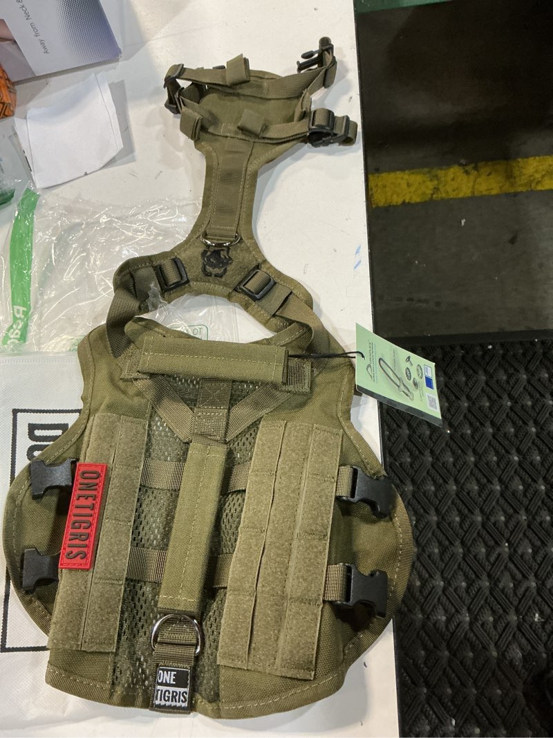 Condition photo showing New/Like New for onetigris tactical dog harness for small dogs, no pull small dog vest harness breathable military dogs molle vests with handles, harness for walking hiking training (green, xs) green xs