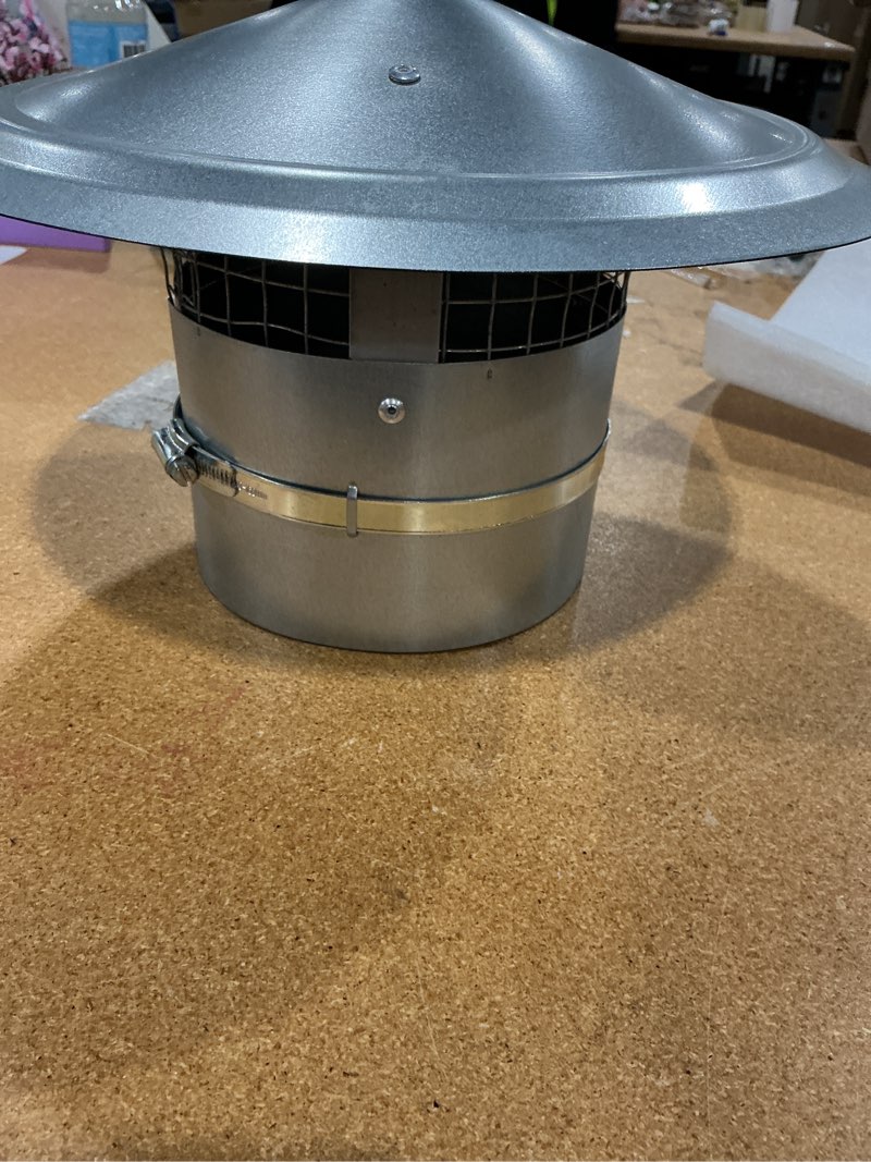 Condition photo showing New/Like New for vivohome 6" cone top chimney cap with screen, round roof rain chimney cover, galvanized steel fireplace exhaust cap, adjustable roof cap for vent 6 inch