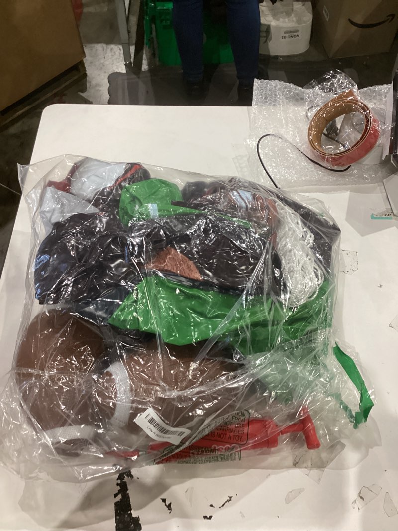 Condition photo showing New/Like New for gosports inflataman football challenge - includes 4 rubber footballs, ball pump, and scoreboard - inflatable receiver touchdown toss game