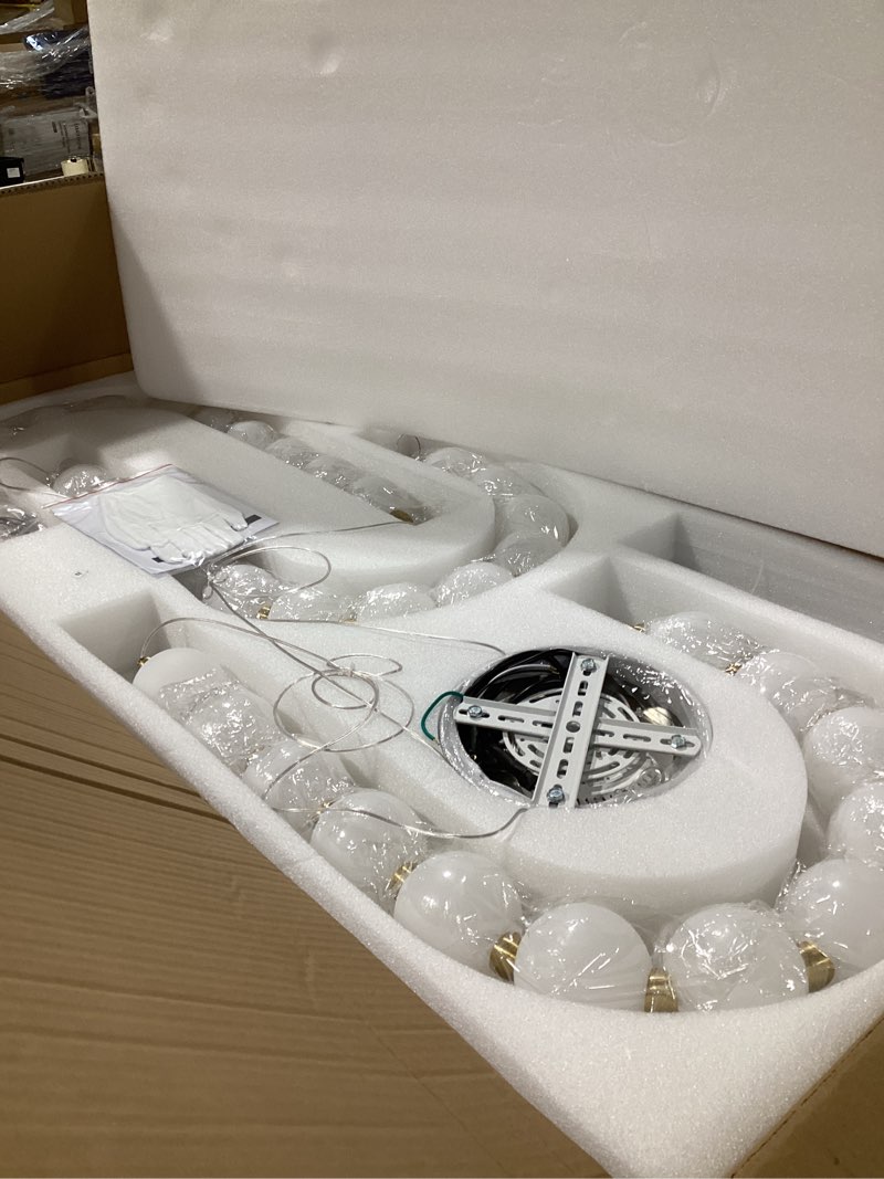 Condition photo showing Good Condition for Modern Chandeliers LED Dimmable Light Acrylic Balls Ceiling Pendant Lighting for Living Room Dining Room Bedroom Adjustable Hanging Lights 70 Watts, Antique Gold Lamp Gold 3 Ring