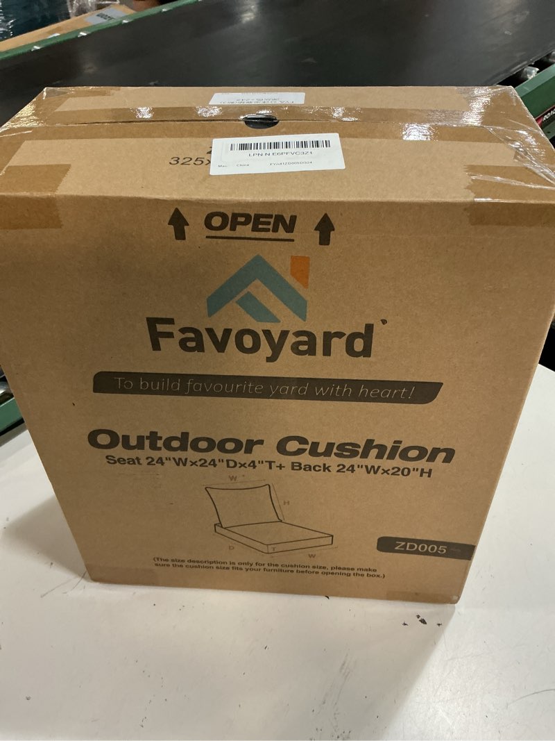 Condition photo showing New/Like New for favoyard outdoor seat cushion set 24 x 24 inch waterproof & fade resistant patio furniture cushions with removable cover deep seat & back cushion with handle and adjustable straps for chair sofa couch dark gray 24 x 24 inch