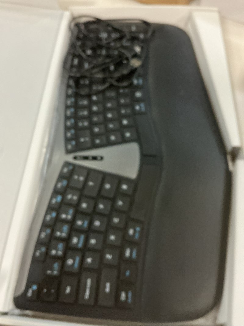 Condition photo showing New/Like New for nulea rt07b wireless ergonomic keyboard - split keyboard, wrist rest, natural typing, bluetooth and usb connectivity, usb-c rechargeable,compatible with windows mac (silver black) a-silver black