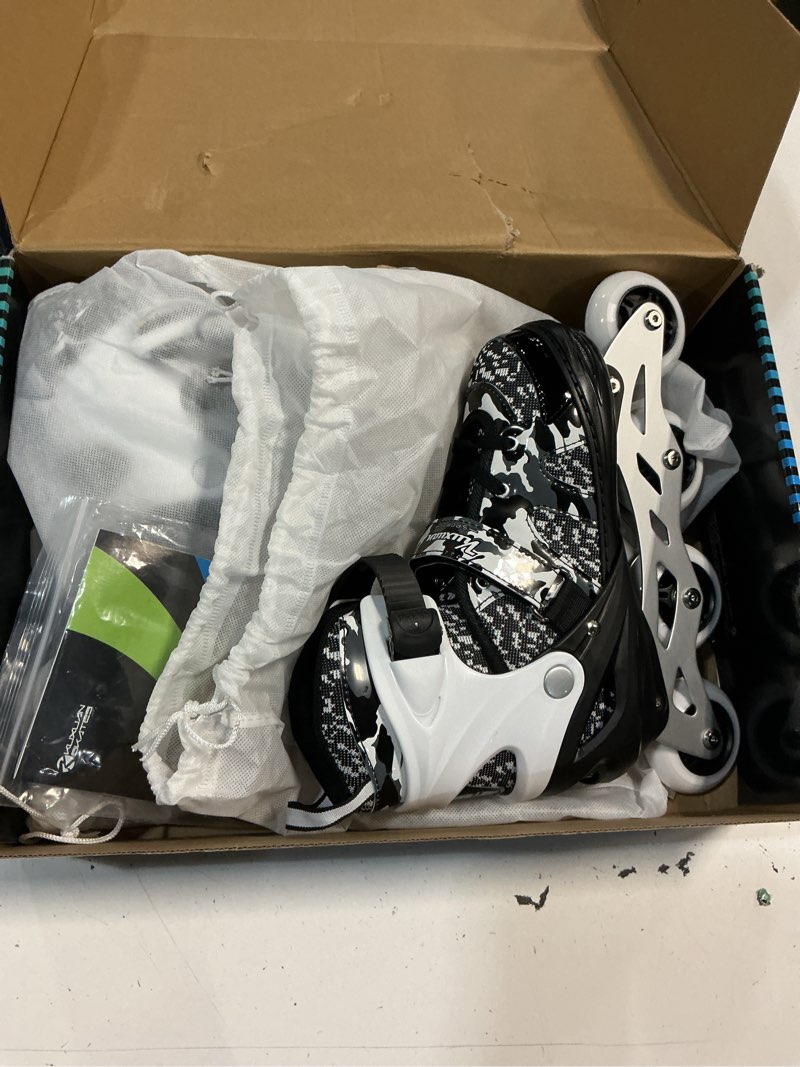 Condition photo showing Good Condition for kuxuan boys adjustable inline skates with light up wheels, fun illuminating skates for kids girls youth black came large(kids 3-6 us)