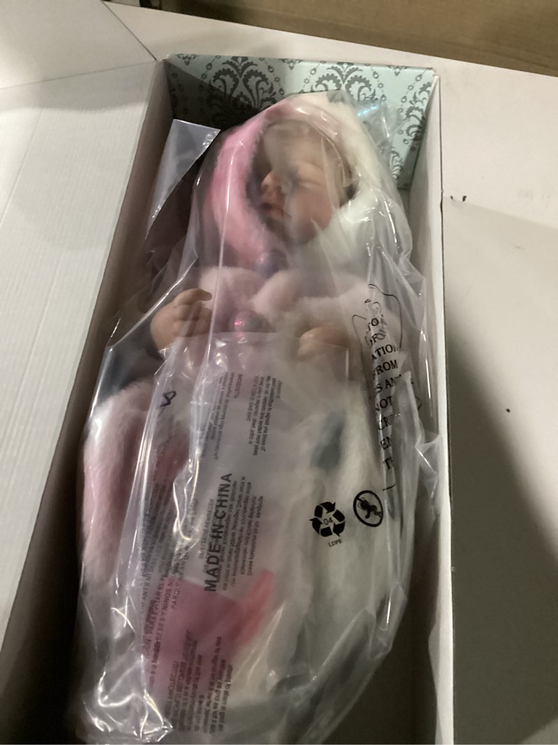 Condition photo showing Good Condition for Reborn Baby Dolls – 20 Inch Real Baby Dolls That Look Real, Full Body Vinyl Girl Doll in Fantasy Horn Outfit with Accessories, Gift for Girls Ages 3+, Pretend Play & Collectors Dreamy Pink