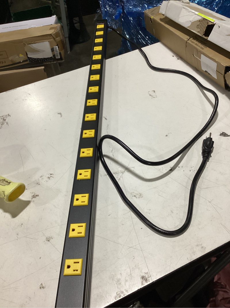 Condition photo showing Good Condition for amazon basics surge protector power strip, 16-outlet, heavy duty, metal, 600 joules, 6ft extension cord, wide spaced, mountable, black 16 outlet