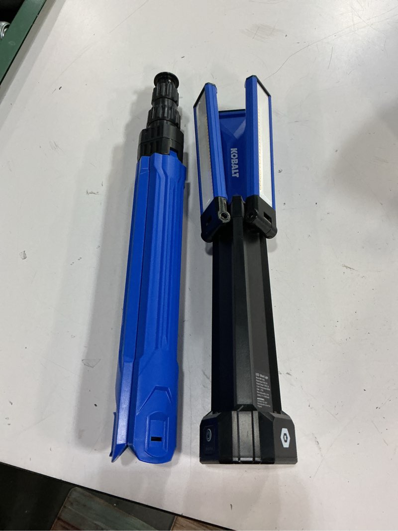 Condition photo showing As Is for kobalt 3000 -lumens battery-operated rechargeable portable work light