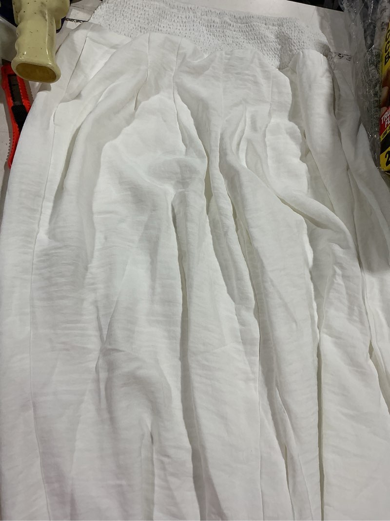 Condition photo showing Good Condition for anrabess womens pants wide leg high waisted palazzo pants summer flowy beach lounge casual trousers with pockets white small