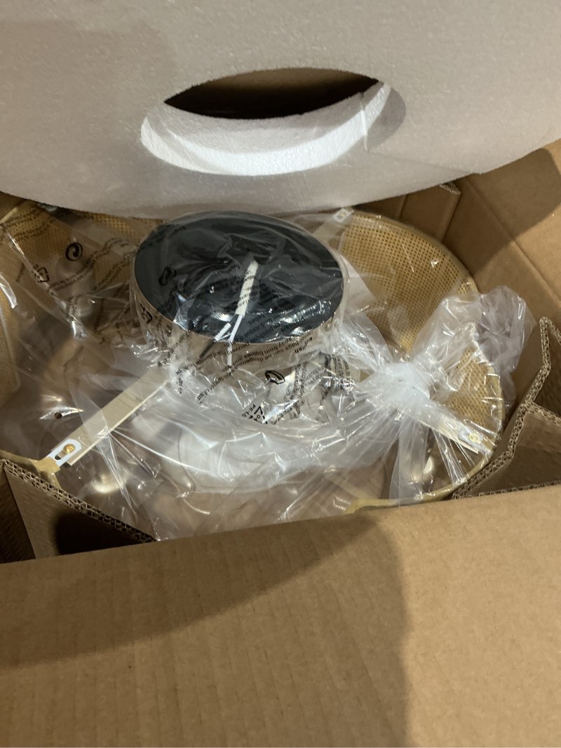 Condition photo showing Good Condition for caged ceiling fan with lights, flush mount 20" boho ceiling fans with lights remote control, low profile rattan bladeless with 6 speeds for bedroom, nursery, kitchen