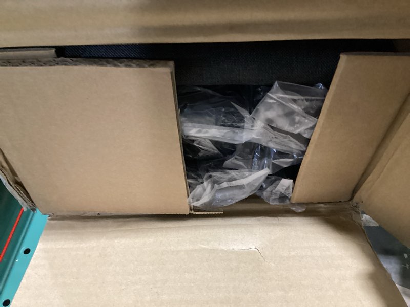 Condition photo showing As Is for Queen Bed Frames with Storage Drawer, Platform Bed with Charging Station and LED Lights, Upholstered Headboard with 2-Tier Storage Shelves, No Box Spring Needed