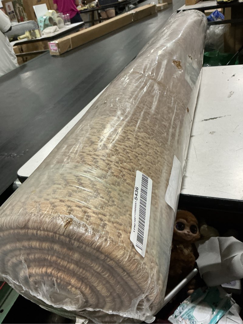 Condition photo showing New/Like New for (size unknown, similar too) easy jute rug 6x9, indoor outdoor natural color farmhouse area rugs for living room, kitchen rug high traffic area, washable easy to clean solid boho woven design outside carpet