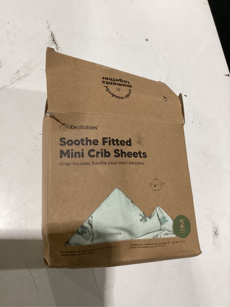 Condition photo showing Good Condition for 2-pack mini crib sheets fitted - 38x26 pack n play sheets for pack and play mattress, organic cotton, soft & breathable playard bedding, neutral mini toddler bed cover for boys, girls (elly)