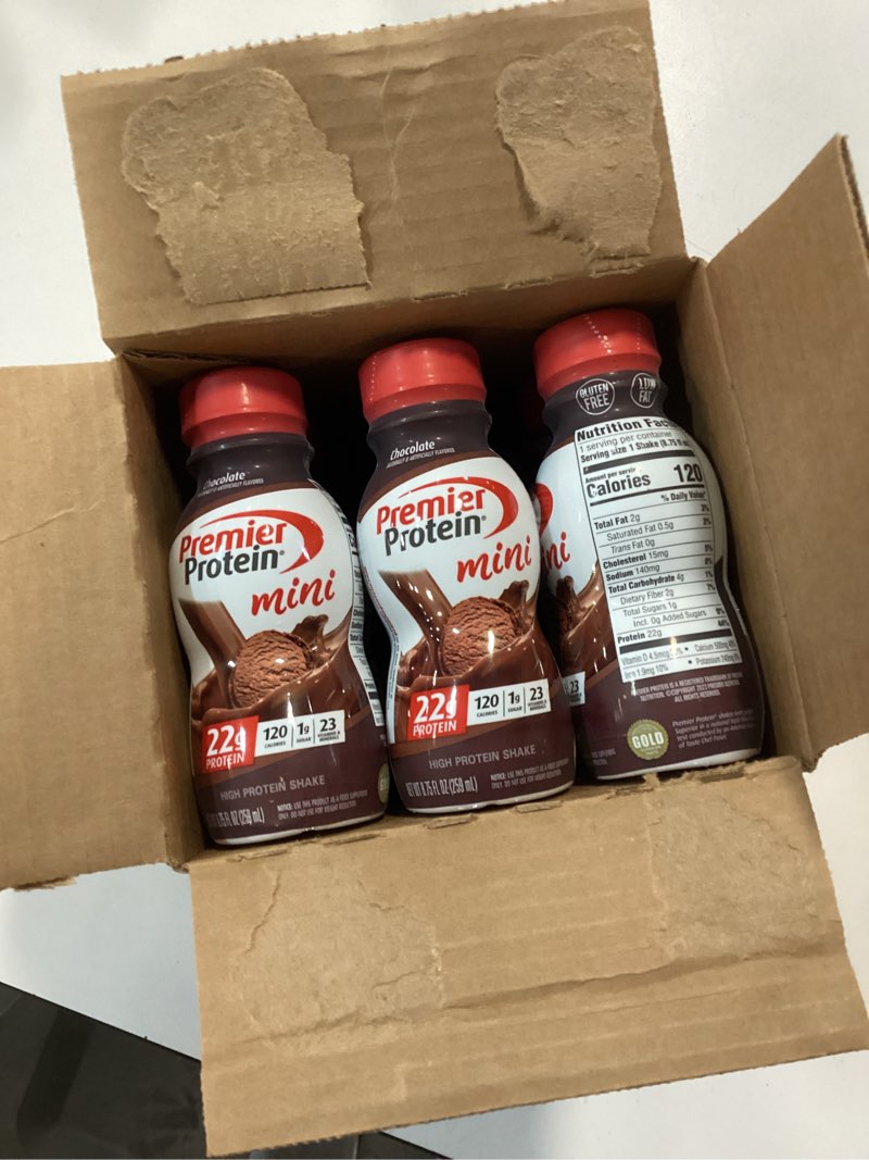 Condition photo showing New/Like New for (BEST BY JAN 17/2026) Premier Protein Shake MINIs, Chocolate, 22g Protein, 120 Calories, No Added Sugar, 8.75 fl oz, 12 Pack (Packaging May Vary) Protein Shake Chocolate 8.75 Fl Oz (Pack of 12)