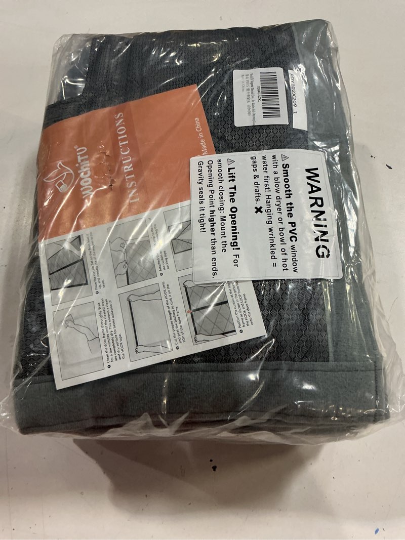 Condition photo showing New/Like New for WochiTV Magnetic Thermal Door Curtain, 36 X 80 Inch Insulated Door Cover Thickened Waterproof Weatherproof Insulation Blanket with Visible Panels for Winter Side Opening Gray Fits Door Size 36" x 80" Side Open-Gray-V