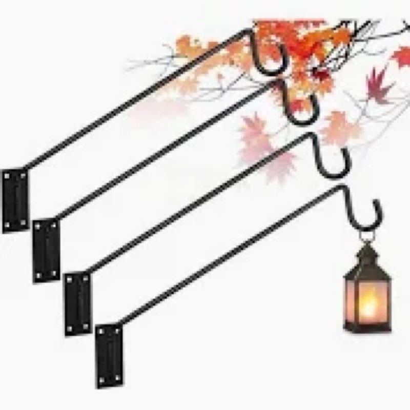 heavy duty deck bird feeder hanger hook wall mounted 13.3 inch 4 pack for planters, plants flower suet baskets, lanterns, wind chimes holiday decoration