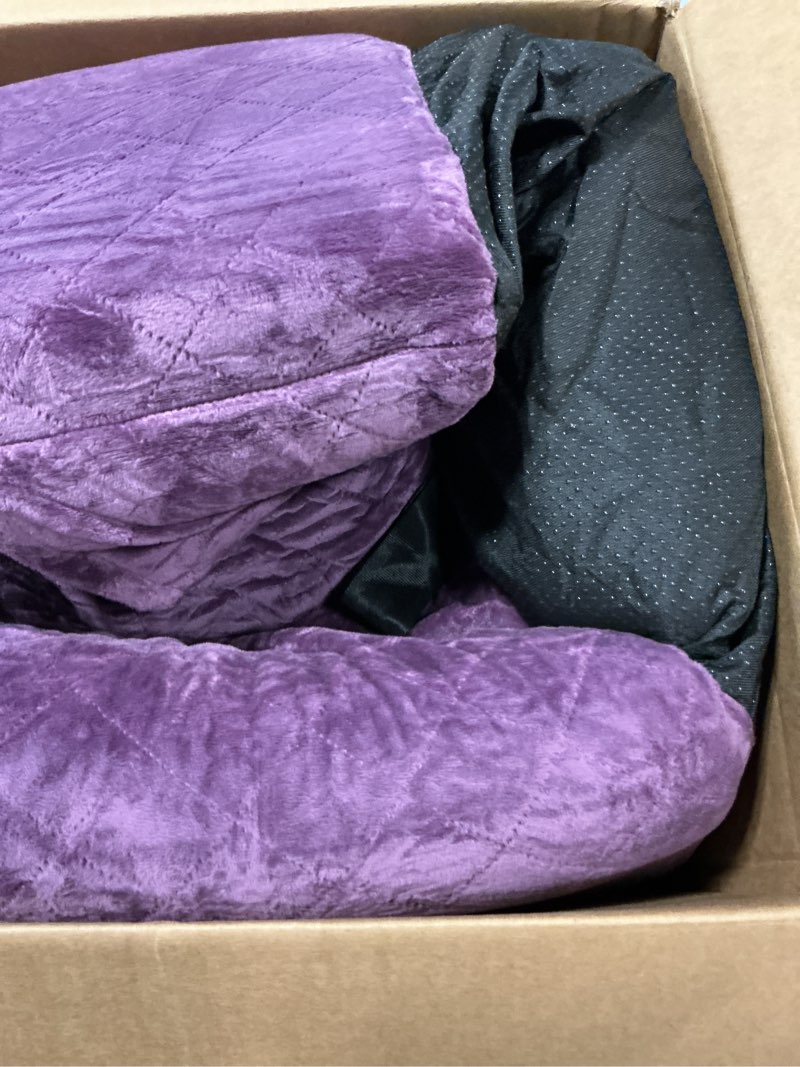 Condition photo showing Good Condition for dog car seat for medium/large dogs, pet booster seat for under 55 lbs or 2 small dogs, detachable & washable dog car bed for backseat with 2 safety leashes (purple)