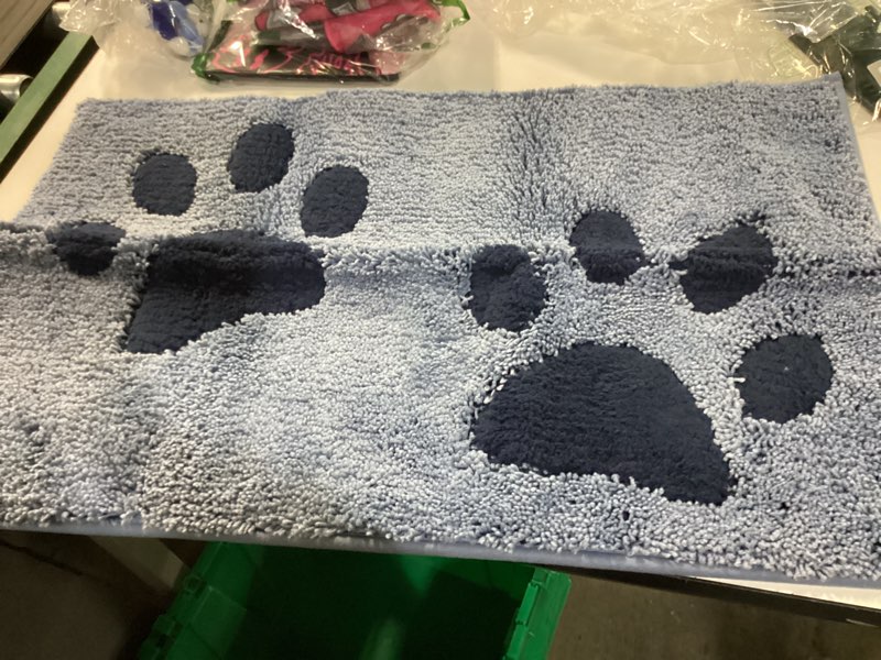 Condition photo showing Good Condition for PURRUGS Dirt Trapper Door mat 32" x 47", Non-Skid/Slip Machine Washable Microfiber Entryway Rug, Dog Door Mat, Super Absorbent Welcome Mat for Muddy Wet Shoes and Paws, Light Blue 32" x 47" Light Blue
