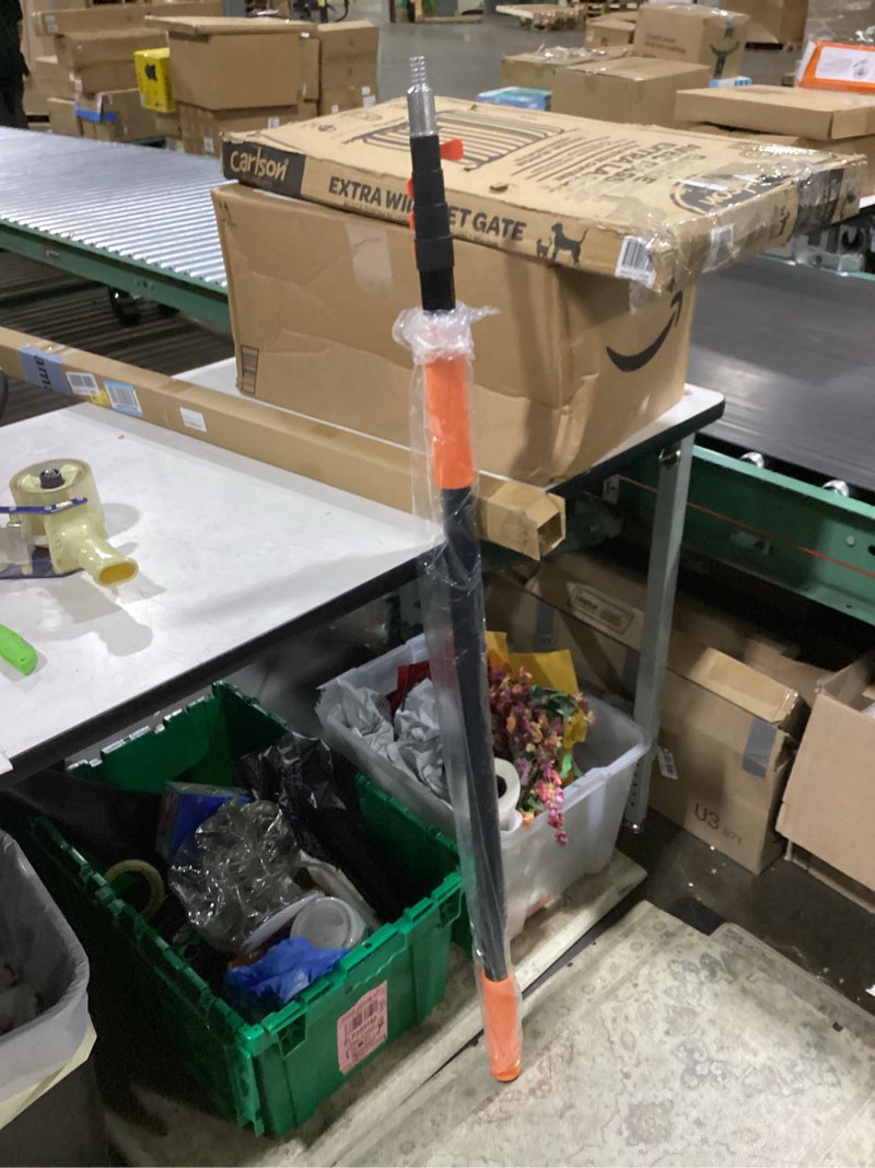 Condition photo showing As Is for 26ft telescopic extension pole, 5-20ft paint roller extension pole with flip-lock design, aluminum alloy threaded head for painting cleaning dusting & window washing tools 20ft orange