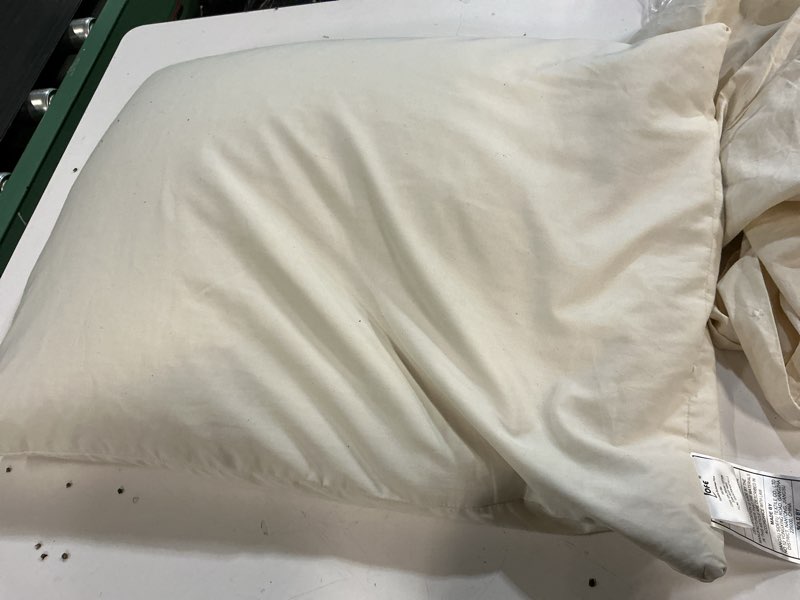 Condition photo showing As Is for lofe organic buckwheat pillow for sleeping with organic cotton pillowcase - 20''x26'' adjustable pillow, breathable for cool sleep, cervical support for back and side sleeper(tartary buckwheat hulls) 20x26 off white(pure)