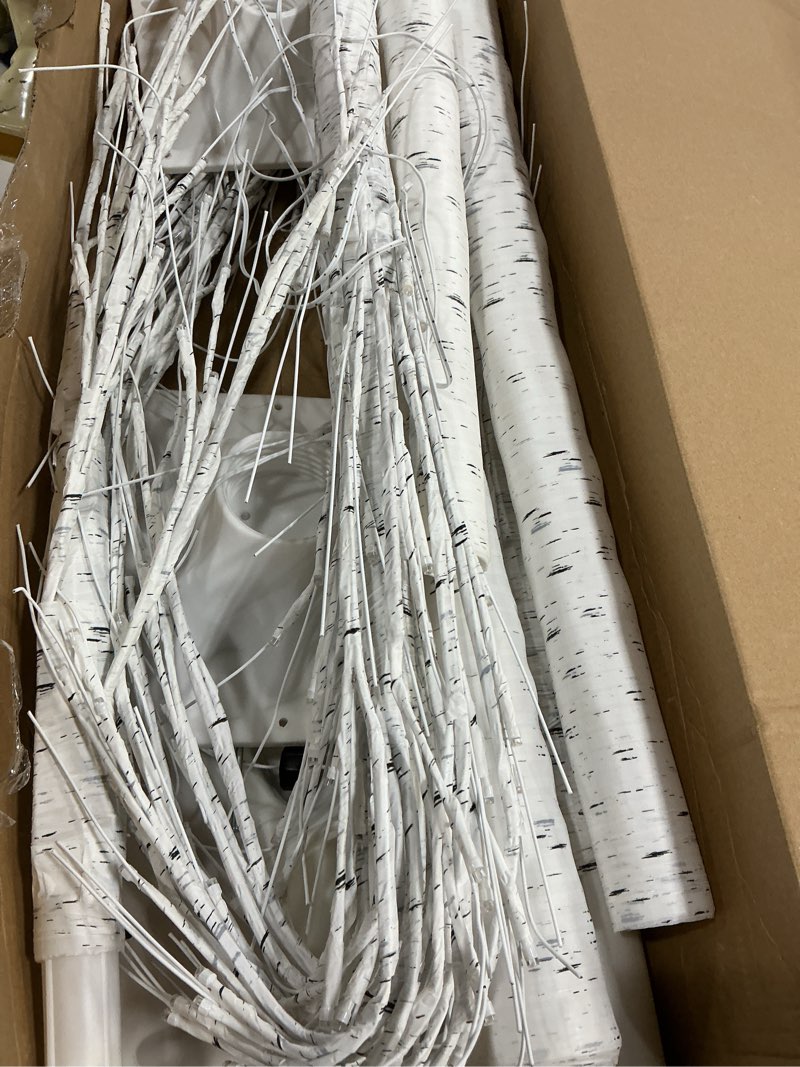 Condition photo showing Good Condition for Set of 3 Lighted Birch Tree 4FT 5FT and 6FT, Higher Size, Timer Function Birch Christmas Tree with 144 LED Warm White Lights for Indoor Christmas Decorations Outdoor Yard Garden Home Bedroom Party Warm White 4/5/6FT 3Pack