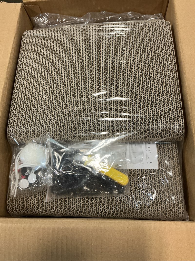 Condition photo showing Good Condition for 27.6 inch reinforced cat scratcher, l-shaped wall mount scratching post with 2 catnip balls & 1 fuzzy ball toy, easy flip scratch pad for indoor cats