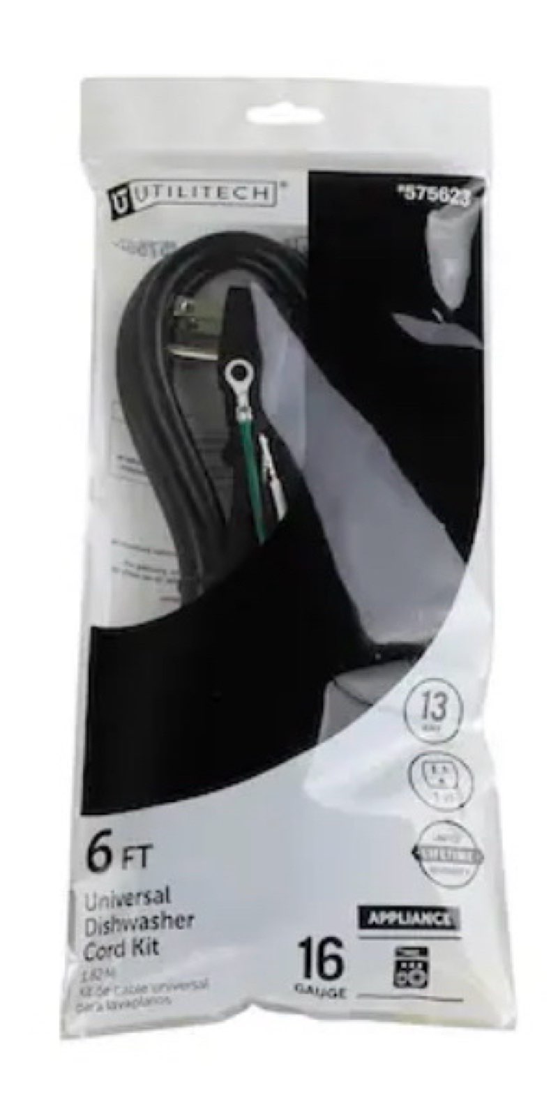 Utilitech 6-ft 3-Prong Black Range Appliance Power Cord