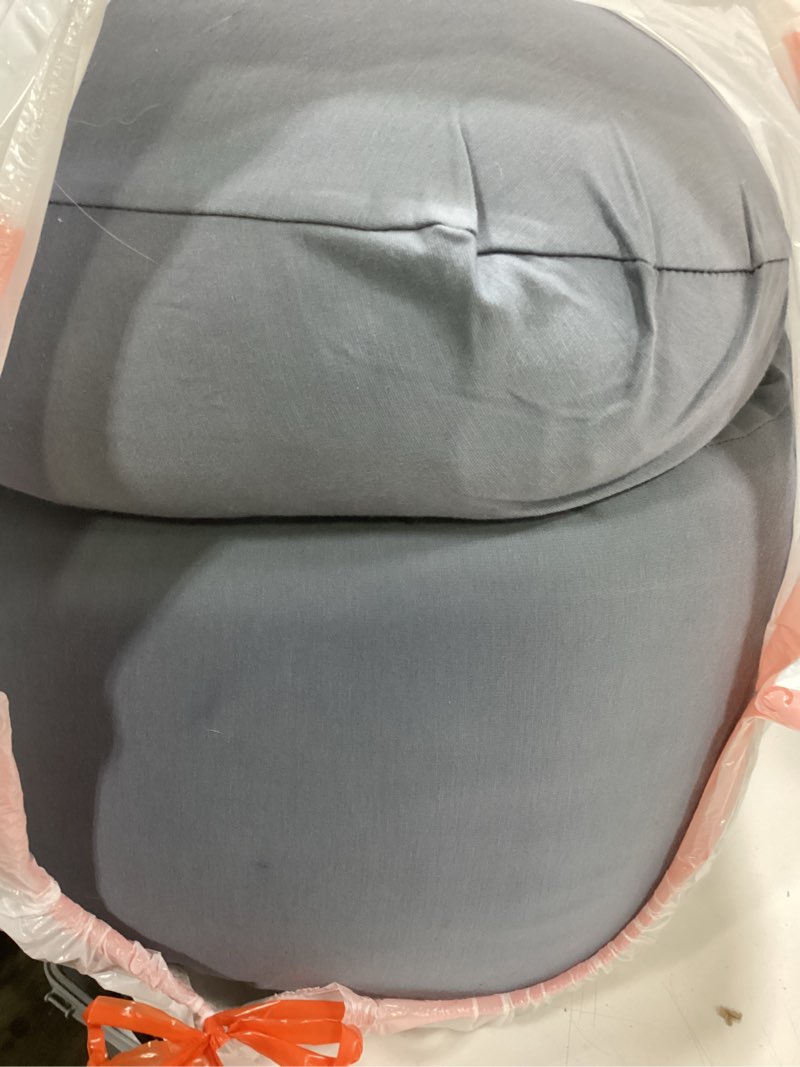 Condition photo showing As Is for QUEEN ROSE Pregnancy Pillow, U Shaped Full Body Pillows for Sleeping Support, 55 Inch Maternity Pillow for Pregnant Women with Cooling Silky Cover, Blue Cooling Silky - Blue 55in