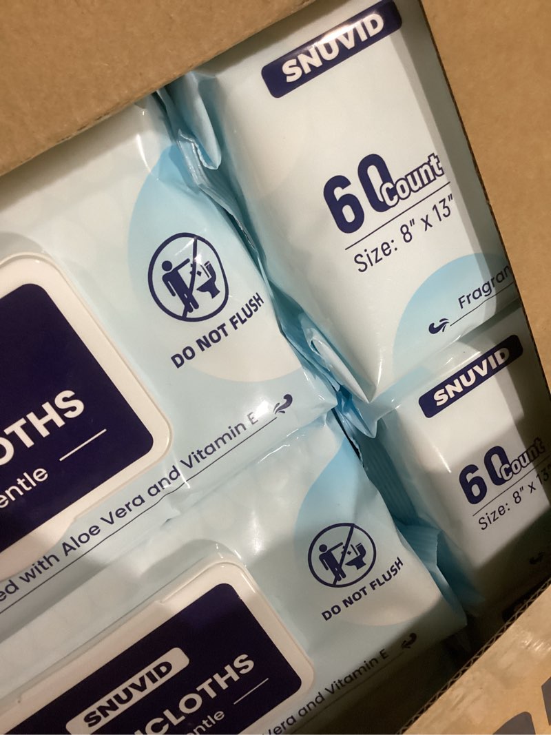 Condition photo showing New/Like New for Adult Wipes for Elderly - 720 Count Extra Large 8"x13" Disposable Washcloths Rinse Free Bathing Wipes for Incontinence & Bedridden Care - Thick, Soft & Unscented with Aloe & Vitamin E (12 Packs of 60) 1 Count (Pack of 720)