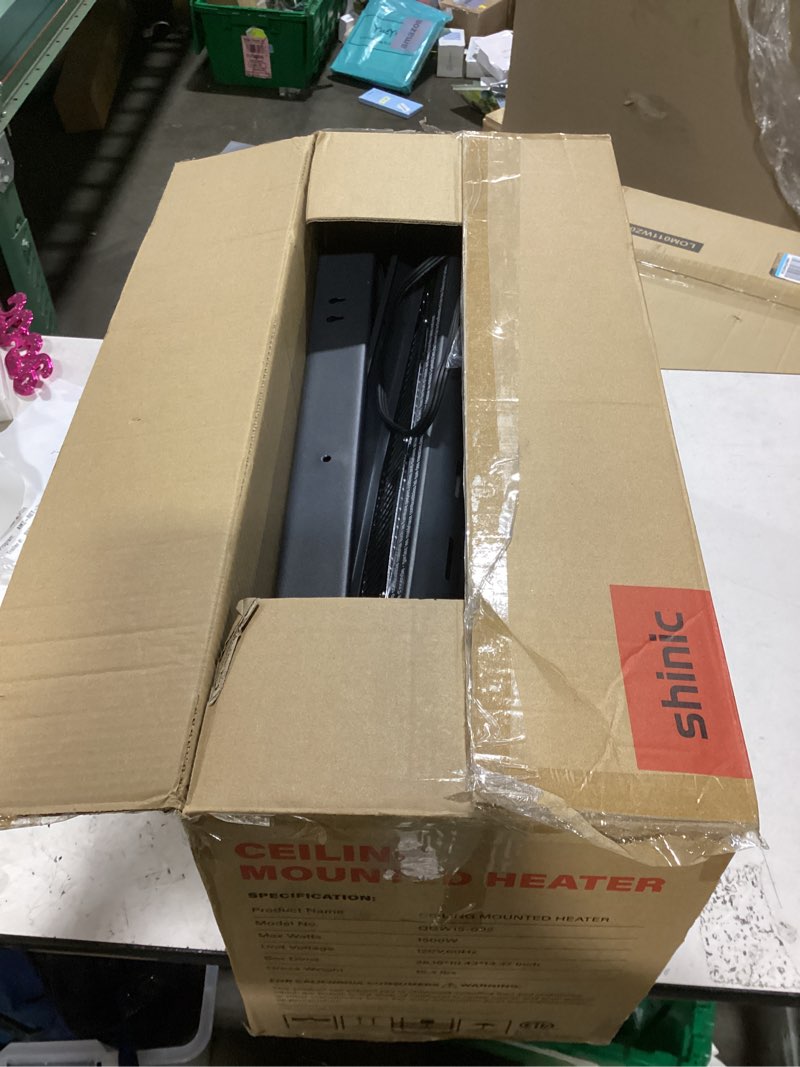 Condition photo showing Good Condition for Shinic 2 Packs Electric Garage Heaters, 1500W/750W Ceiling Mounted Heater Radiant Heaters with Halogen Light, 90 Degree Rotation, 5 Mode Settings, Space Heater for Garage, Shop, Large Room and Patio