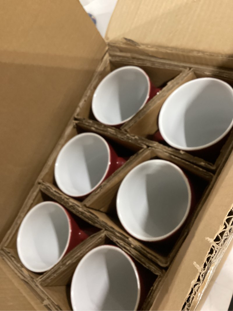 Condition photo showing Good Condition for amorarc extra large coffee mugs set of 6, 20oz ceramic tall coffee mugs with textured geometric patterns for latte/tea/beer/hot cocoa, dishwasher & microwave safe, burgundy