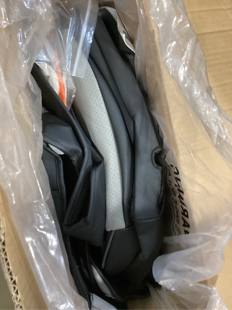 Condition photo showing Good Condition for custom leather seat covers for silverado/sierra 1500 2019-2026, 2500hd 3500hd 2020-2026 crew cab full set with jump seat cover (armrest storage version only), truck accessories full set - black grey #c019 2019-2026(1500) & 2020-2026(2500hd) crew