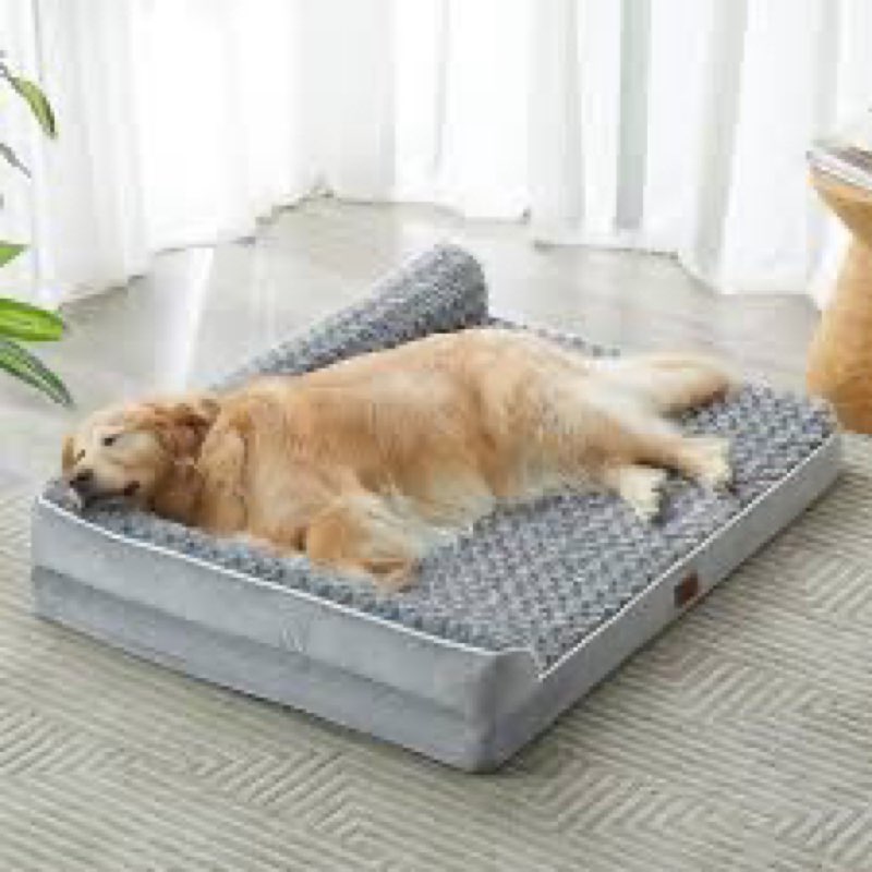 Warmrest Orthopedic Dog Beds for Large Dogs, Waterproof XL Pet Couch Bed with Soft Sides, Washable D