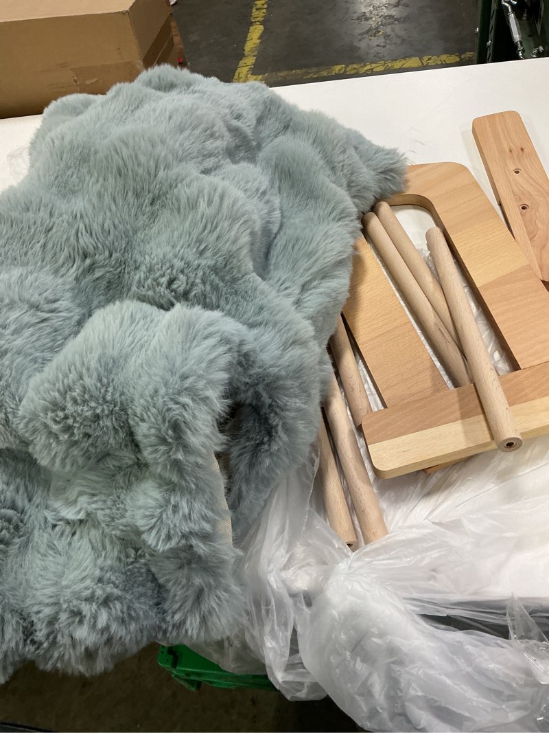 Condition photo showing As Is for CheerPals Elevated Cat Bed Wooden with Cushion Fluffy Pet Couch Sofa for Indoor Cats Raised Kitty Lounge Chair Suitable for Puppy, Cat Furniture(Dark Gray)