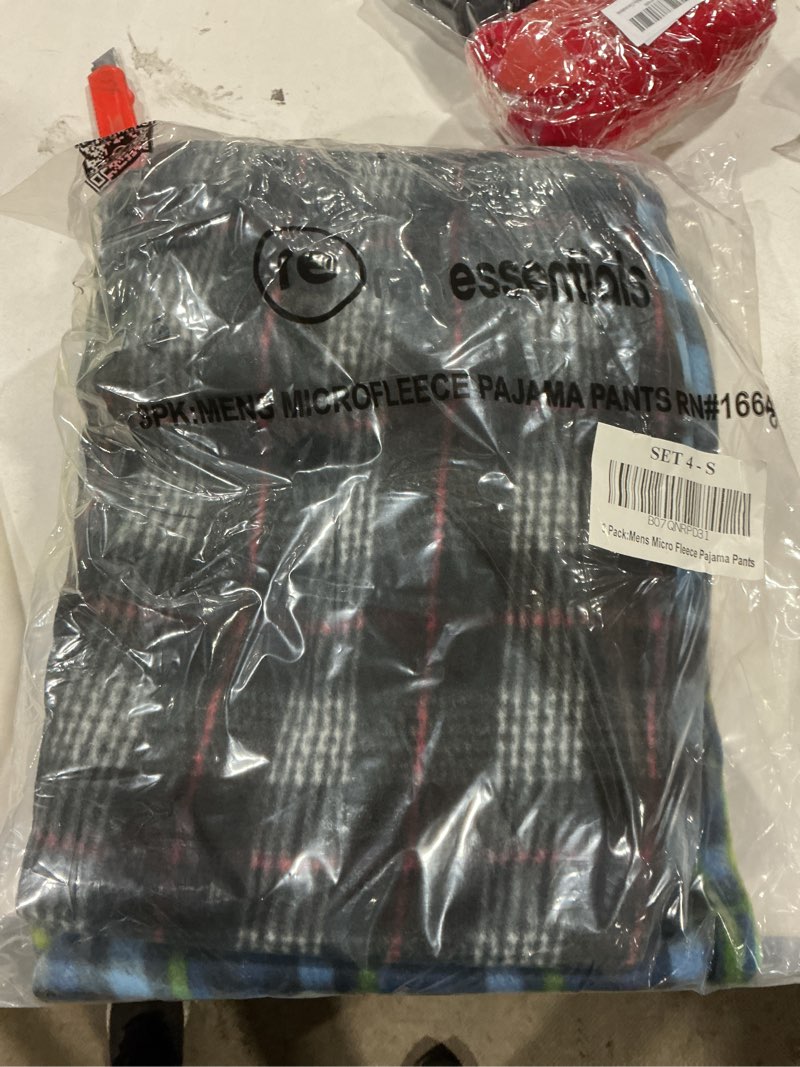 Condition photo showing New/Like New for 3 Pack: Mens Pajama Pants Lounge Fleece Buffalo Plaid Men PJ Bottoms Sleep Pockets Christmas Microfleece Men Pajamas Pjs Sleeping Sleepwear Night Knit Fluffy Winter Warm Sleeping Fuzzy SET 4-S