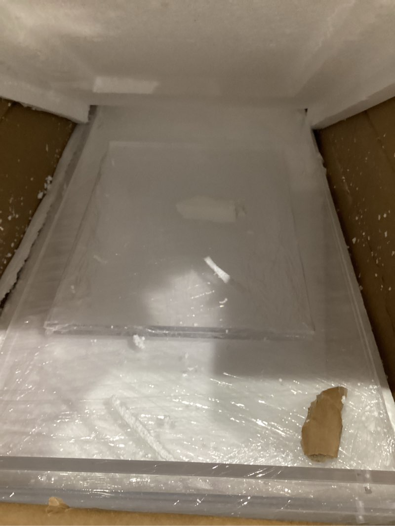 Condition photo showing New/Like New for Acrylic Coffee Table, 31.5" Clear Coffee Table with Storage Shelf, Rectangle Centre Table, Modern Coffee Table for Living Room, Office?31.5" L x 15.8" W x 15" H