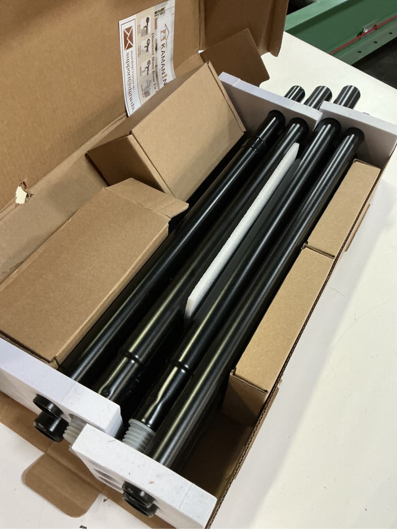 Condition photo showing Good Condition for kamanina 2 pack curtain rods for windows 48 to 84 inch, black heavy duty curtain rod adjustable, 7/8 inch single decorative drapery rods 32 to 86 inch(2.6-7.1ft), netted texture finials black 48-84"(2pack)
