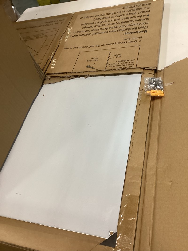 Condition photo showing Good Condition for 24" By 30" Stainless Steel Stove Backsplash, Reversible Ultra Flat Splatter Guard Range Hood Backsplash, Easy Clean Wall Shield Magnetic Metal Panel Silver-Magnetic 24"-1Pack