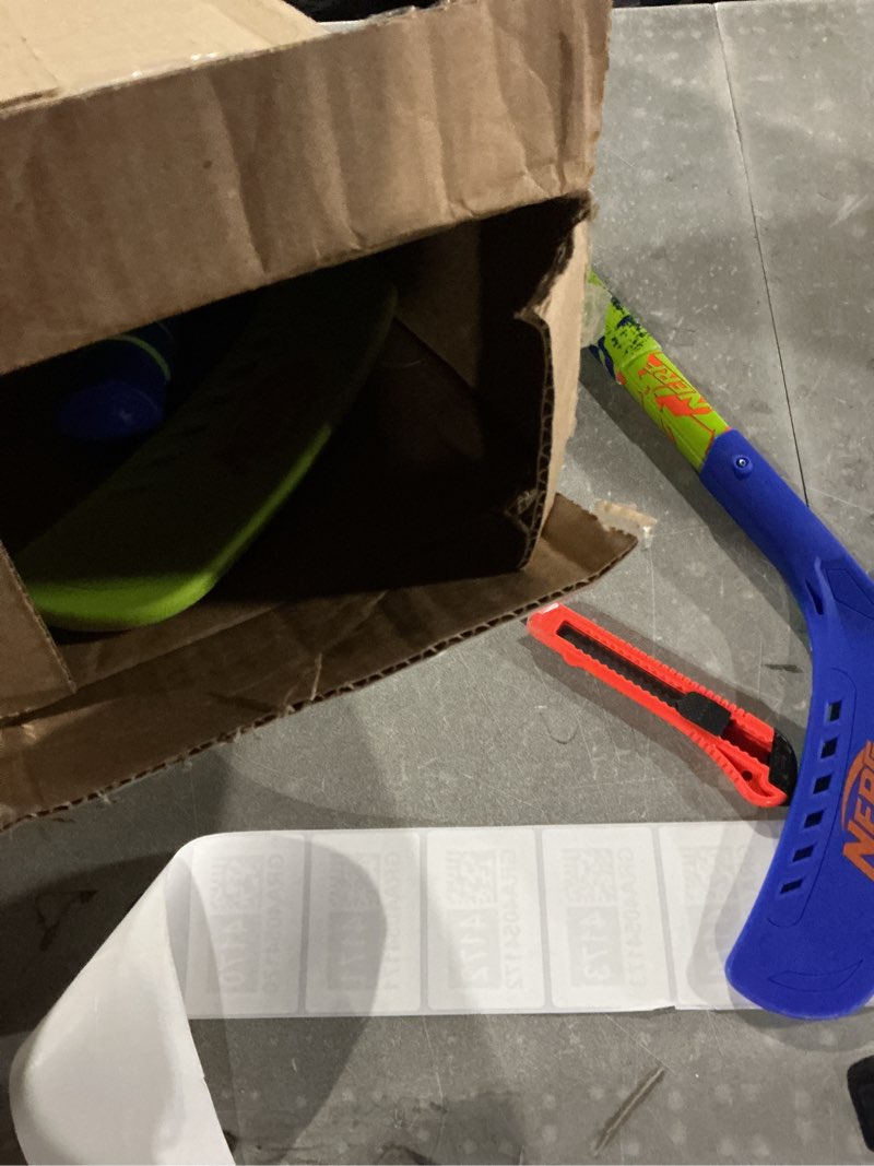 Condition photo showing Good Condition for (Similar to) Franklin Sports NERF Proshot Kids Hockey Sticks + Ball Set - 2 Player Youth Indoor + Outdoor Set - 2 in 1 Knee + Floor Hockey - (2) NERF Proshot Youth Sticks + (1) Foam Ball Included