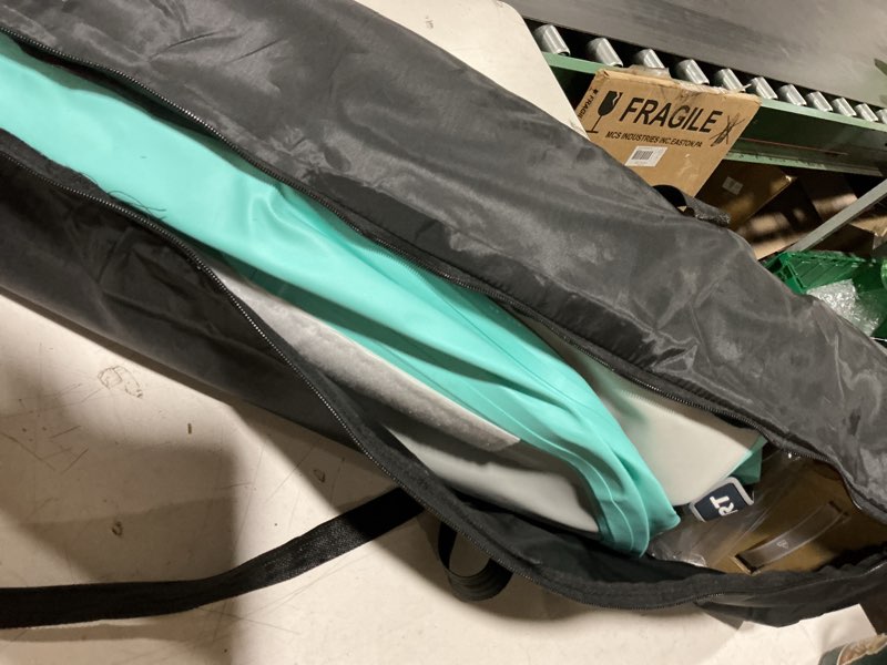Condition photo showing As Is for (similar too) inflatable gymnastics tumbling mat, 4/8 inch thick 10/13/16/20/23ft training mat with electric air pump, non-slip waterproof pvc for home gym outdoor cheerleading yoga taekwondo mint green 10ft*3.3ft*4in(3*1*0.1m)