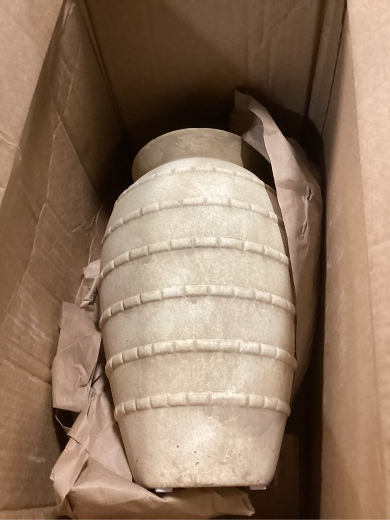 Condition photo showing Good Condition for Ceramic Rustic Farmhouse Vase, 12 Inch Flower Vases for Table Decoration, Rustic Pottery Vase for Living Room, Shelf & Bedroom Decor, Vintage Ceramic Vases for Wedding, Beige Beige- Large-