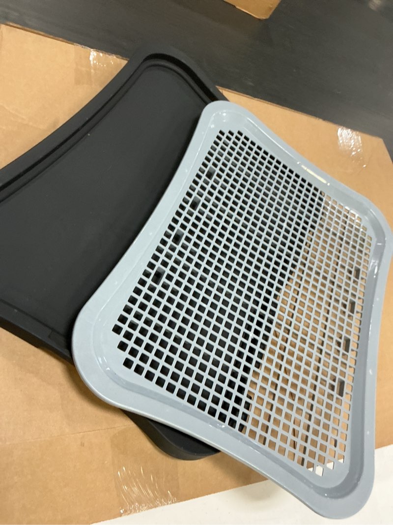Condition photo showing As Is for pet toilet dog potty tray non slip durable washable urinal detachable mesh grids potty trainer pee pad for indoor kitten pets supplies bunny cyan