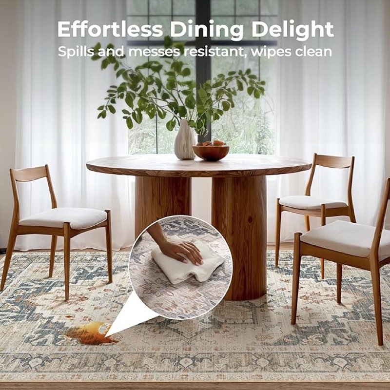 Living Room Area Rugs 9x12 - Bedroom Washable Large Indoor Rug Soft Distressed Oriental Vintage Rugs