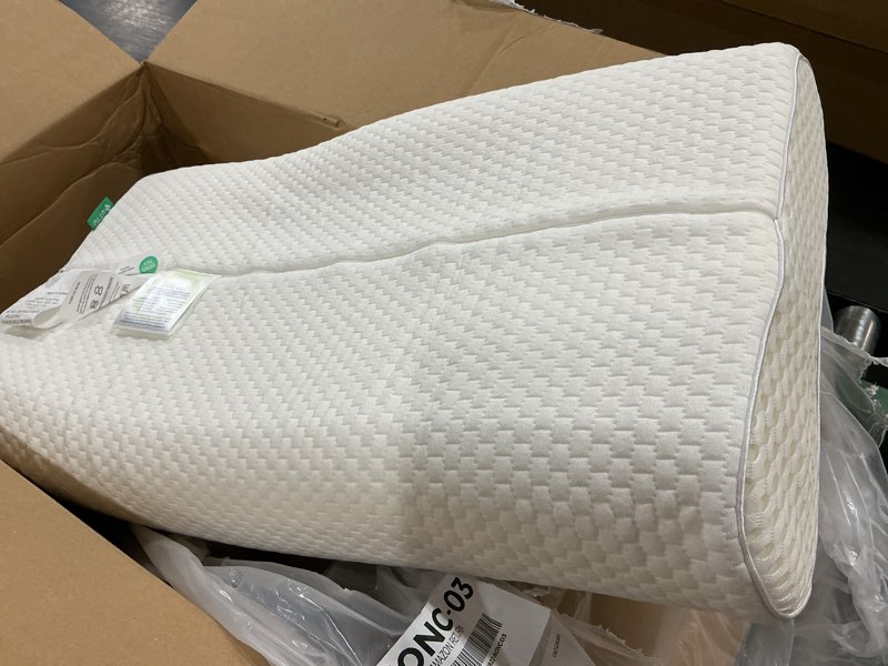 Condition photo showing As Is for uttu cervical pillow for neck strain relief, memory foam neck pillow for sleeping, adjustable orthopedic sandwich pillow, contour cooling for side back stomach sleeper, queen(23.6"×14"×5.2"/4.5") queen size