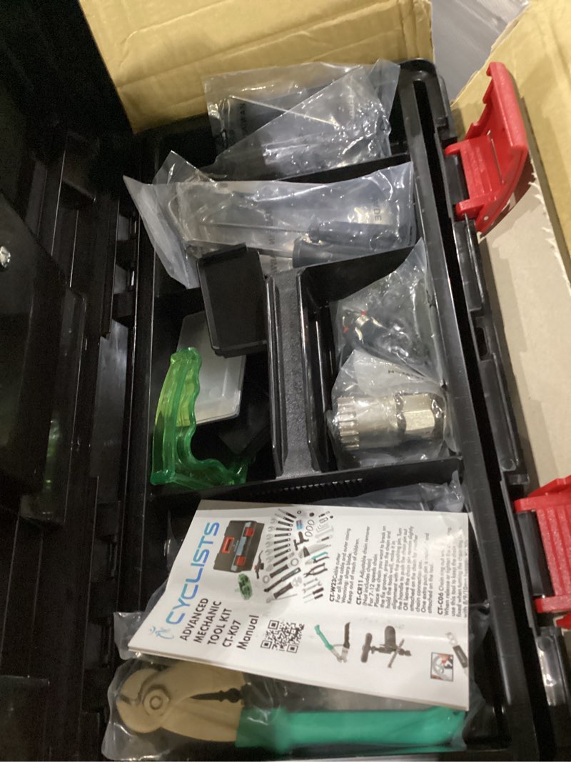 Condition photo showing New/Like New for bike tool kit with storage case - 35 pcs bicycle repair tool set portable - bike maintenance tools for road bikes and mountain bikes