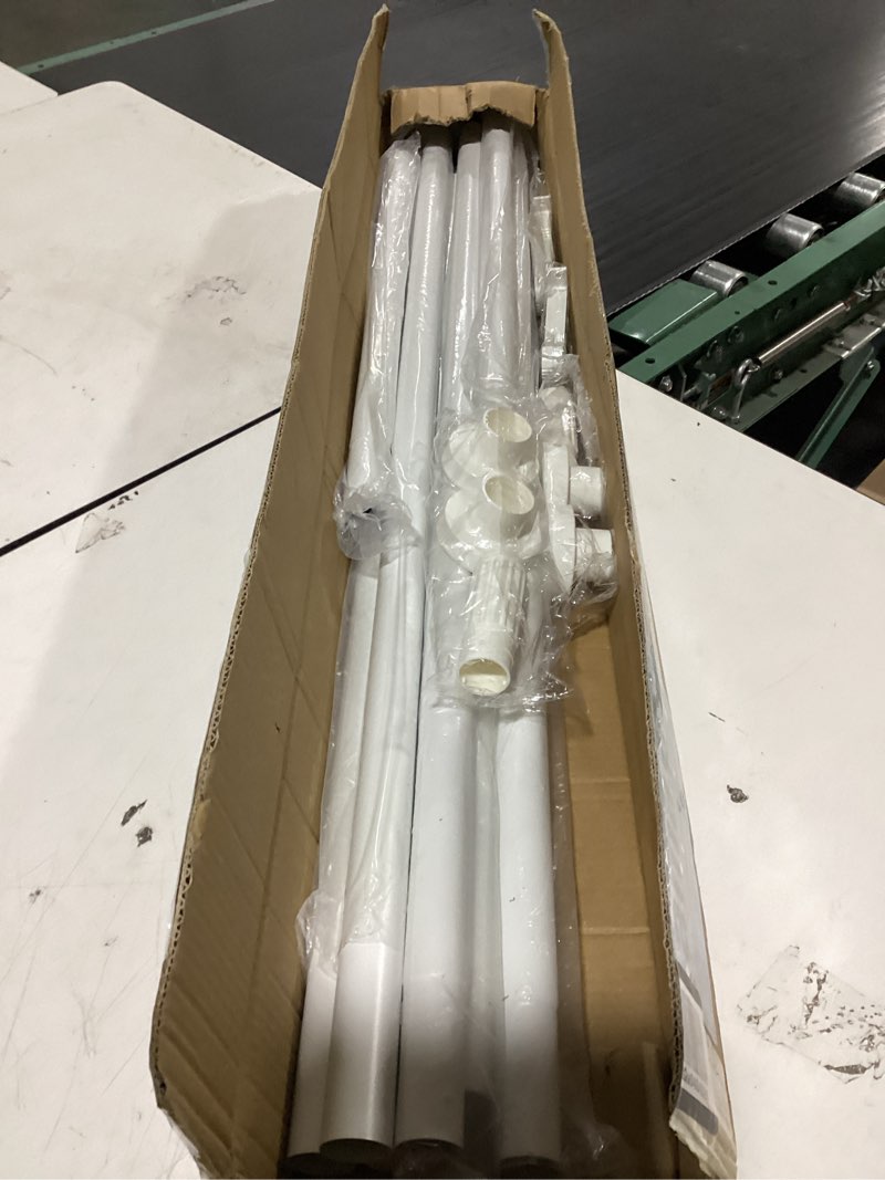 Condition photo showing New/Like New for 2pcs extra long tension curtain rod 41-166 inch white one-click heavy duty | no drilling adjustable outdoor shower tension rod for patio, window, living room divider, bathroom, non-slip 1.26" diameter 41-166in-2 pack white