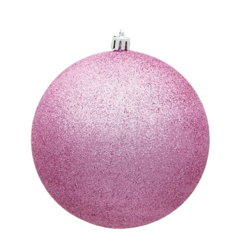 zubebe 6 pcs 8\" extra large outdoors christmas balls ornaments jumbo oversized christmas tree decorations giant hanging xmas plastic balls ornaments for lawn yard decoration(pink glitter)