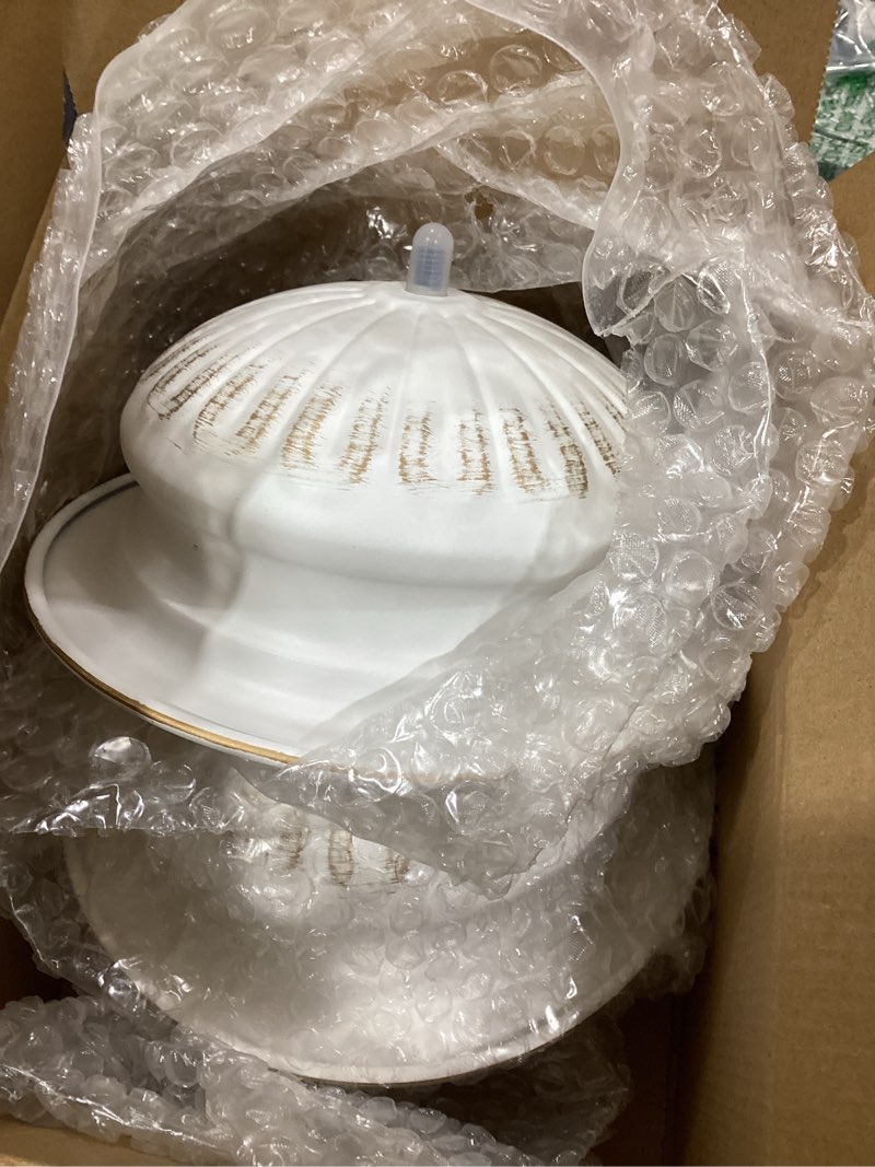 Condition photo showing Good Condition for nuptio white vases for centerpieces wedding - 2 pcs 6.7in height metal urn planter elegant wedding centerpieces for tables - trumpet vase for weddings party decoration centerpiece table decorations white 6.5"-2pcs