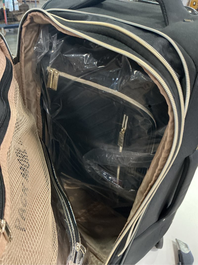 Condition photo showing Good Condition for Kenneth Cole REACTION Chelsea 2-Piece Bundle - 20" Chevron Expandable 8-Wheel Carry-On Suitcase & Matching 15" Laptop Tote Bag, Black 2-Piece Bundle (20-Inch Carry On + Tote) Black