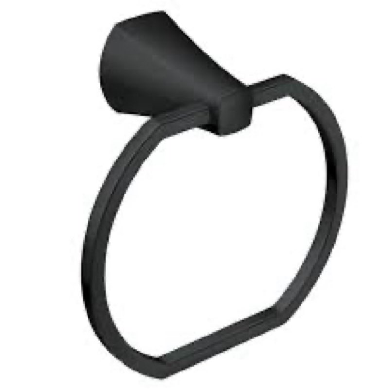 Moen Lindor Matte Black Wall mount Single Towel Ring